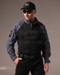 Убакс бойова сорочка URBAN Стрейч у клітку Синя