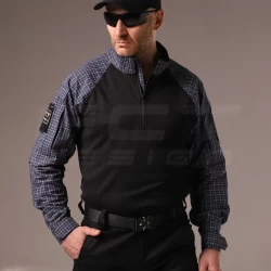 Убакс бойова сорочка URBAN Стрейч у клітку Синя