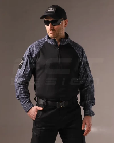 Убакс бойова сорочка URBAN Стрейч у клітку Синя 44 44