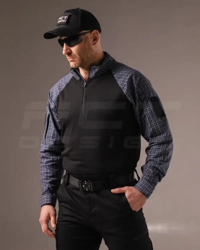 Убакс бойова сорочка URBAN Стрейч у клітку Синя 44 44