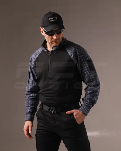 Убакс бойова сорочка URBAN Стрейч у клітку Синя 44 44