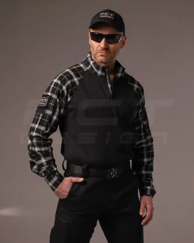Убакс бойова сорочка URBAN Стрейч у клітку Чорно-біла 44 44