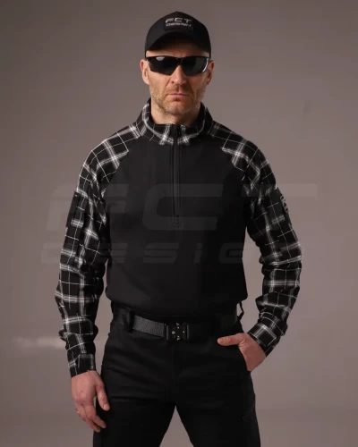 Убакс бойова сорочка URBAN Стрейч у клітку Чорно-біла 44 44