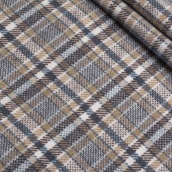 Тканина костюмна бежево-синя клітинка