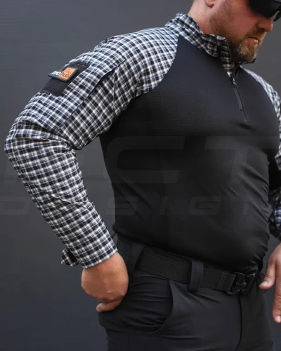 Убакс бойова сорочка URBAN Стрейч в клітинку синя 44 44