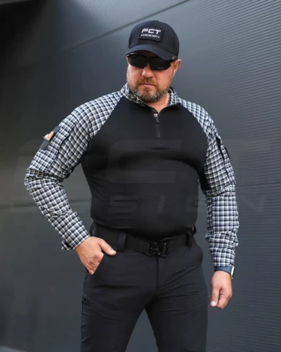 Убакс бойова сорочка URBAN Стрейч в клітинку синя 44 44