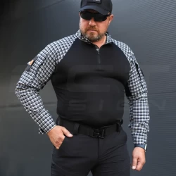 Убакс бойова сорочка URBAN Стрейч в клітинку синя