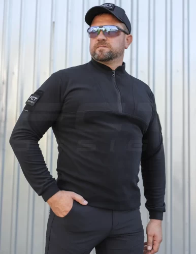 Кофта флис Урбан с молнией под горло Черная 42