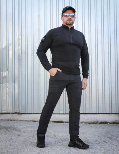 Кофта флис Урбан с молнией под горло Черная 42