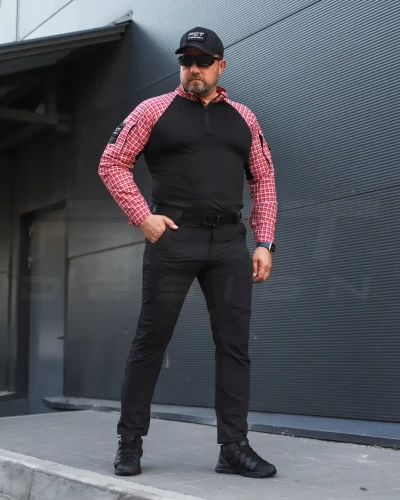 Убакс бойова сорочка URBAN Стрейч в клітинку червона 44 44