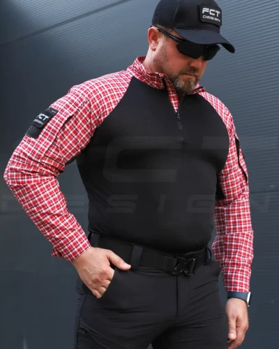 Убакс бойова сорочка URBAN Стрейч в клітинку червона 44 44