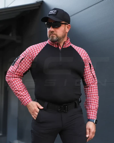 Убакс бойова сорочка URBAN Стрейч в клітинку червона 44 44