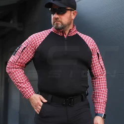 Убакс бойова сорочка URBAN Стрейч в клітинку червона