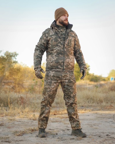 Костюм тактичний зимовий Хантер на флісі Софтшелл піксель ЗСУ 40-42/3 40-42/3