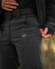 Штани зимові Хантер Софтшелл чорні утеплені термофліс