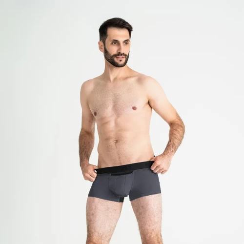 Мужские анатомические боксеры из хлопка с сеткой Anatomic Classic Light Black Series графитовый S