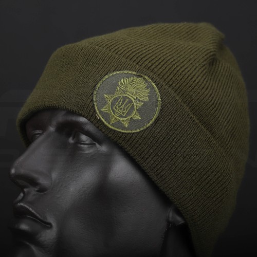 Шапка в'язана з кокардою НГУ хакі 56 56