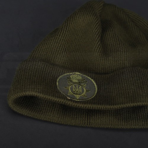 Шапка в'язана з кокардою НГУ хакі 56 56