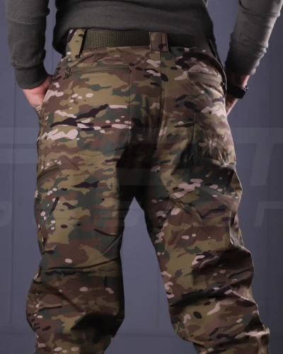 Штани зимові Хантер Софтшелл Мультикам зелений утеплені термофліс  40-42/3 40-42/3