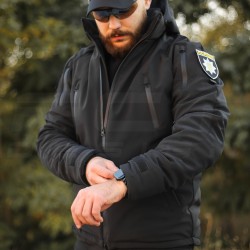 Костюм тактический зимний Хантер на флисе Софтшелл черный