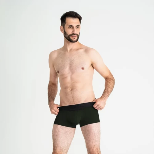 Мужские анатомические боксеры из хлопка с сеткой Anatomic Classic Light Black Series темно-зеленый S