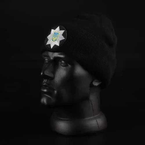 Шапка в'язана з кокардою Поліція  56 56