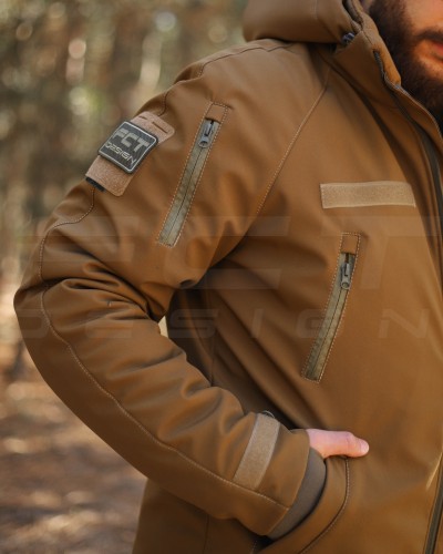 Костюм тактичний зимовий Хантер на флісі Софтшелл койот 40-42/3 40-42/3