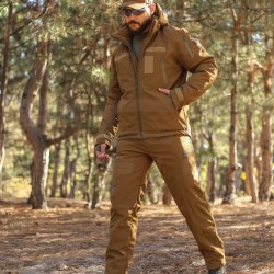 Костюм тактический зимний Хантер на флисе Софтшелл койот