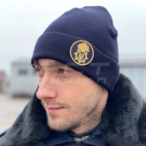 Шапка в'язана синя з кокардою НГУ 56 56