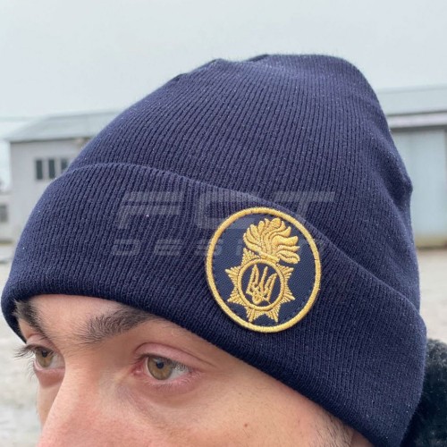 Шапка в'язана синя з кокардою НГУ 56 56