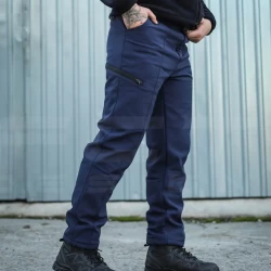 Брюки зимние Софтшелл термофлис синие для ГСЧС.