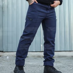Брюки зимние Софтшелл термофлис синие для ГСЧС.