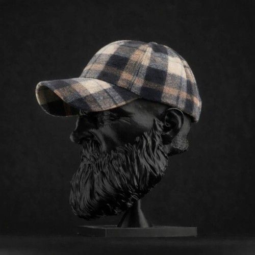 Кепка бейсболка FCT утепленная в ячейку бежево-черная с голубым (8 номер) 58