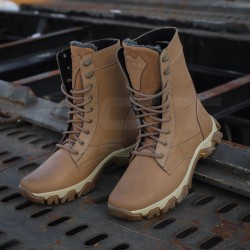 Берці тактичні зимові Енерджі шкіра Краст койот на хутрі