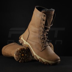 Берці тактичні зимові Енерджі шкіра Краст койот на хутрі