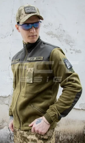 Кофта флис светлая олива упрощена с липучками 40-42/3