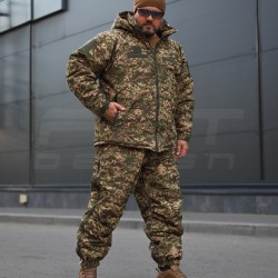 Зимний костюм 7 слой Водоотталкивающий Синтепон Хищник пиксель G-0822