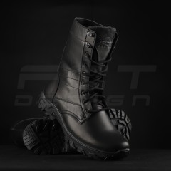 Берці тактичні зимові Енерджі шкіра Краст чорні на хутрі