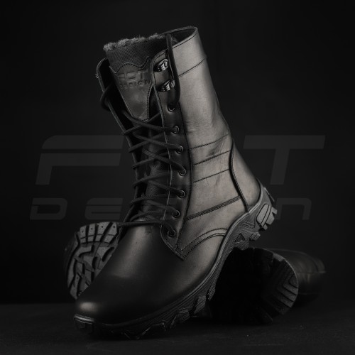 Берці тактичні зимові Енерджі шкіра Краст чорні на хутрі 40 40