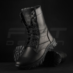 Берці тактичні зимові Енерджі шкіра Краст чорні на хутрі