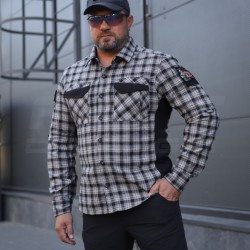 Тактическая милитари Рубашка FCT Blackbeard летняя в клетку Серая (10 номер)  
