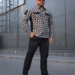 Тактическая милитари Рубашка FCT Blackbeard летняя в клетку Серая (10 номер)  