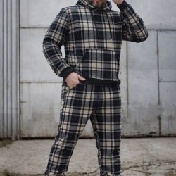 Костюм спортивный флисовый в клетку зелено-черная-белая